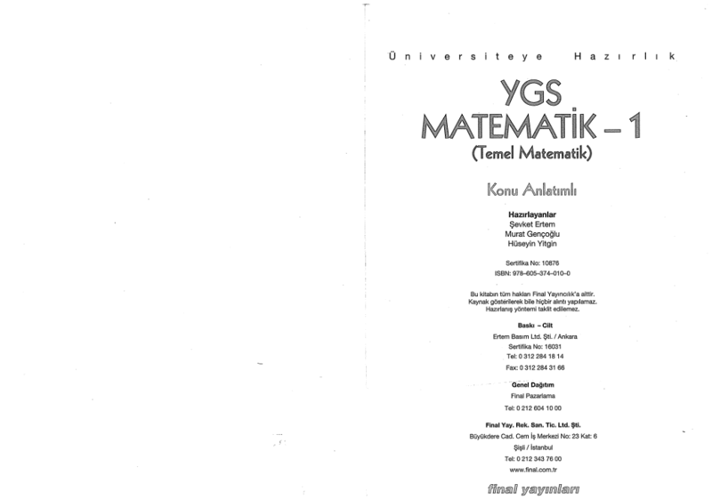 Final YGS Matematik 1 K.A