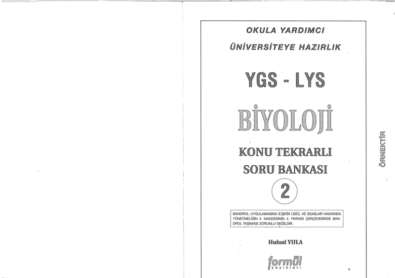 Formül YGS-LYS Biyoloji Soru Bankası B2
