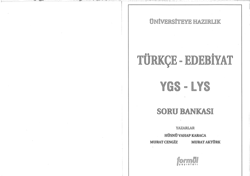 Formül Yayınları YGS-LYS Türkçe ve Edebiyat Soru Bankası B Serisi