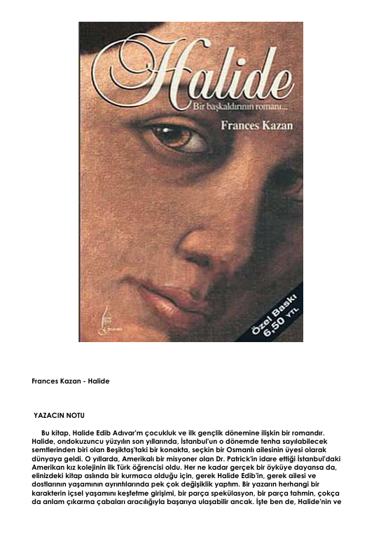Frances Kazan - Halide Edib: Türk Feminizminin Öncü Sesi