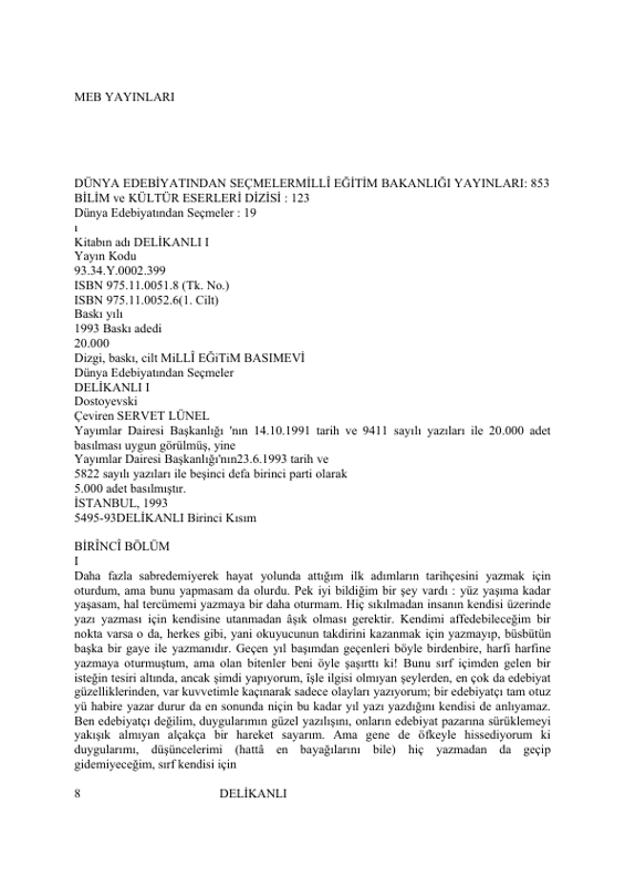 Fyodor Mihayloviç Dostoyevski Delikanlı
