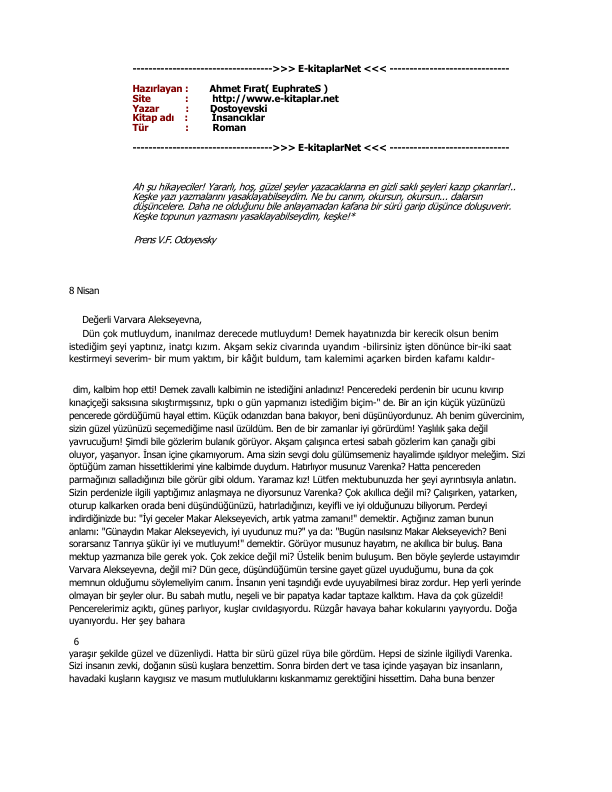 Fyodor Mihayloviç Dostoyevski İnsancıklar