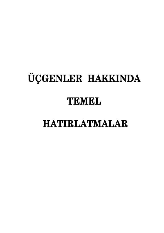 Geometri Formül Özetleri