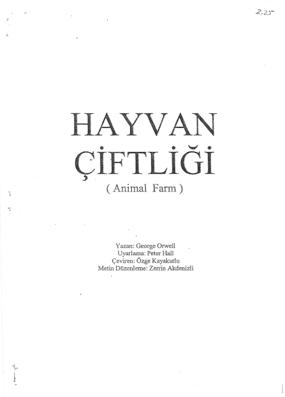 George Orwell Hayvan Çiftliği Aranan Kitap