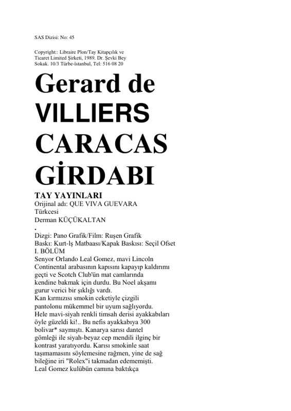Gerard De Villiers Caracas Girdabı
