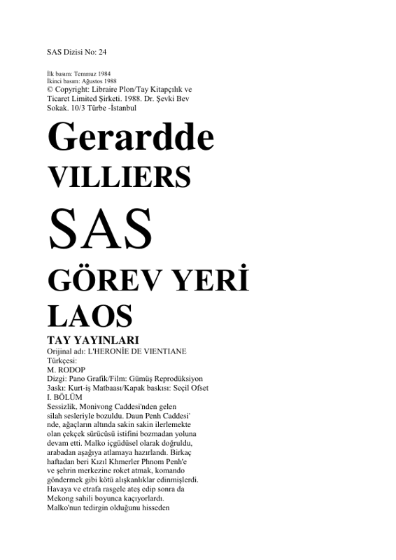Gerard De Villiers Görev Yeri Laos