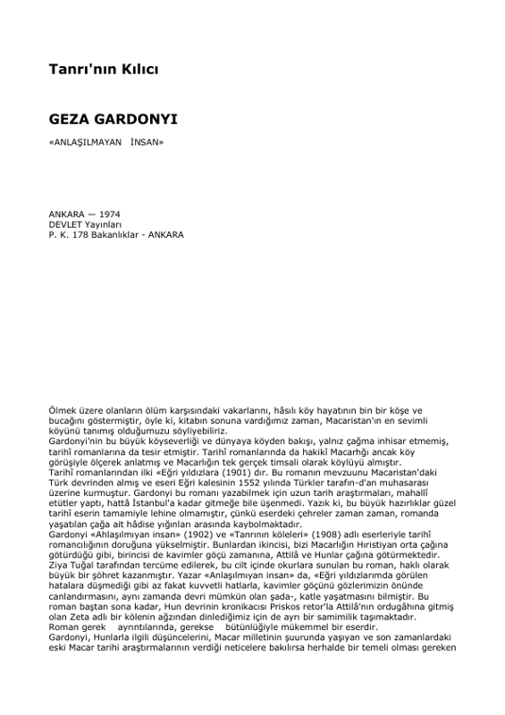 Tanrının Kılıcı - Géza Gárdonyi