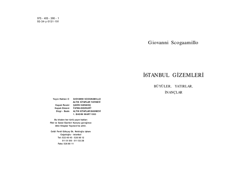 Giovanni Scogaamillo İstanbul'un Gizemleri