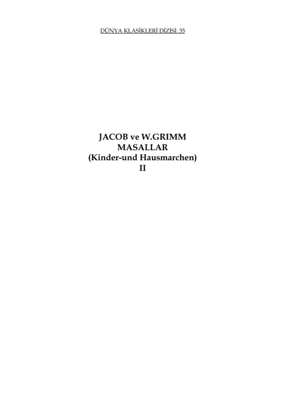 Grimm Kardeşler Grimm Masalları 2