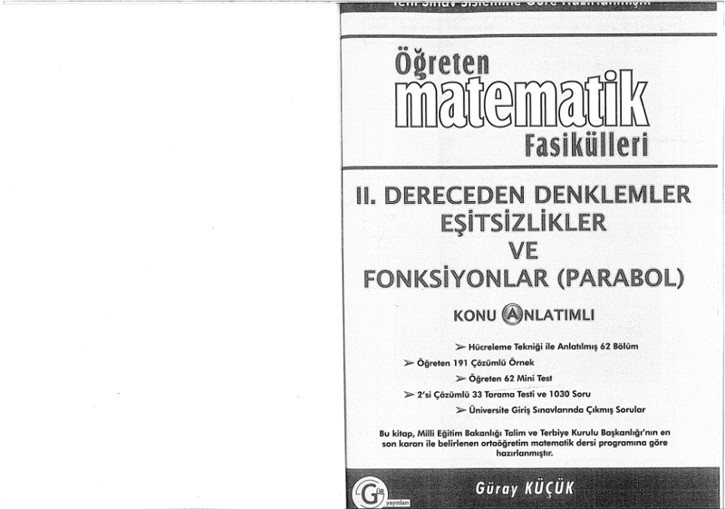 Gür Yayınları Matematik Fasikülleri: 2. Dereceden Denklemler & Paraboller (K.A Serisi)