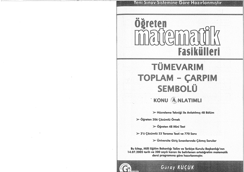 Gür Yayınları Tümevarım, Toplam ve Çarpım Sembolü