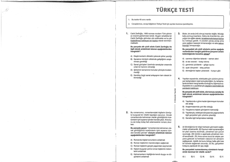 Güvender YGS 8 Genel Deneme