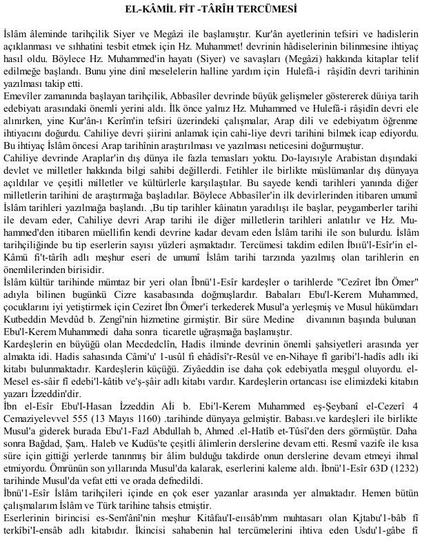 El-Kâmil Fi't-Tarih (Cilt 1) - İbnü'l-Esîr