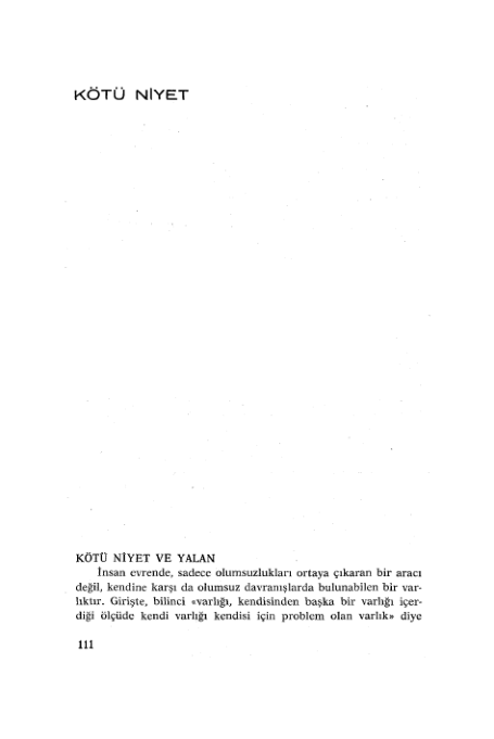 Jean Paul Sartre Kötü Niyet