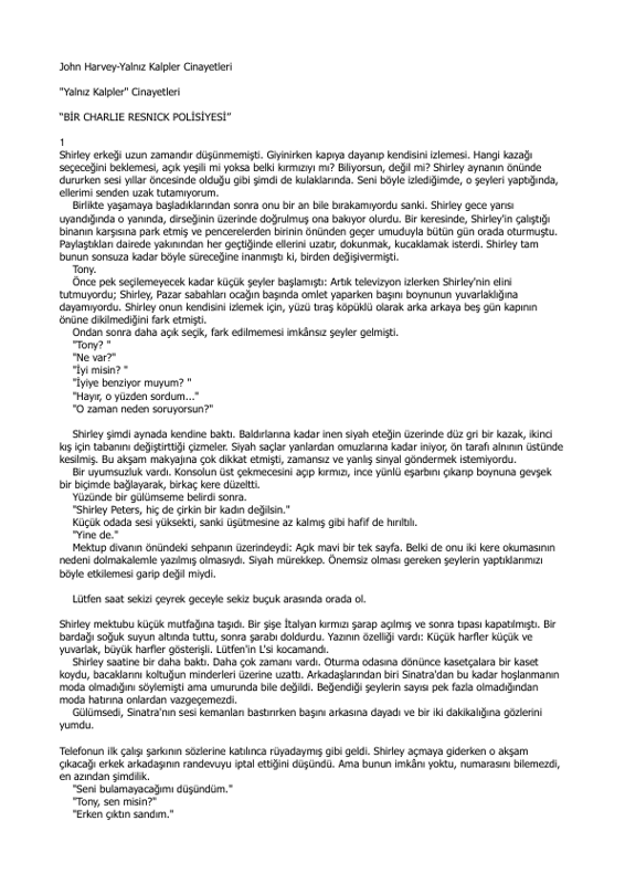 John Harvey Yalnız Kalpler Cinayetleri