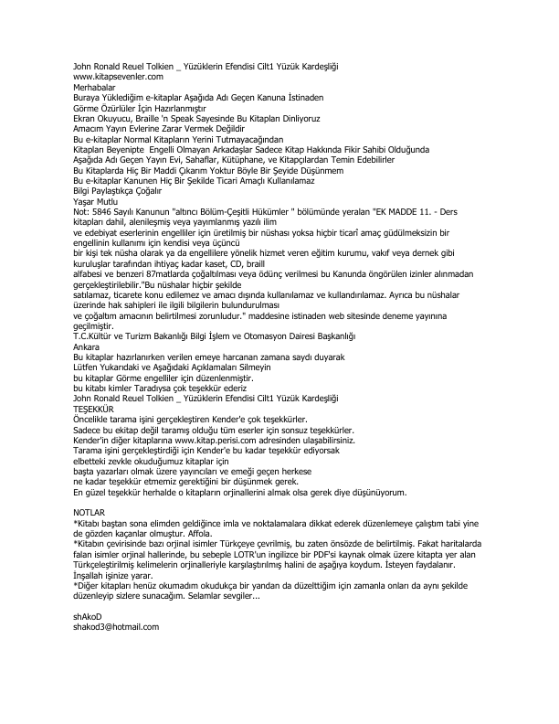 Yüzüklerin Efendisi: Tam Metin - J.R.R. Tolkien