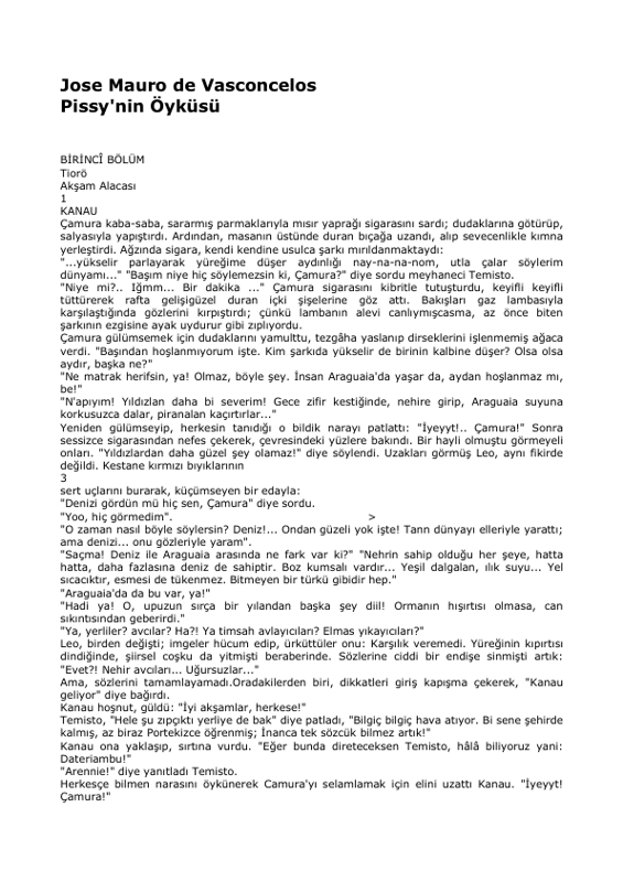 José Mauro De Vasconcelos Pissinin Öyküsü