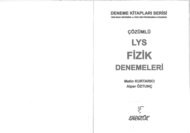 Karekök Yayınları LYS Fizik Denemeleri