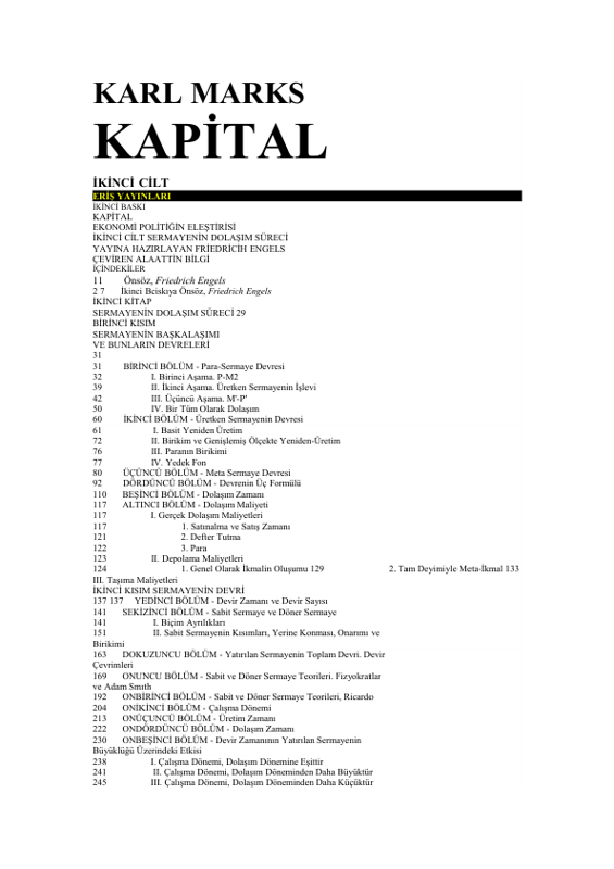 Karl Heinrich Marx Kapital Cilt 2