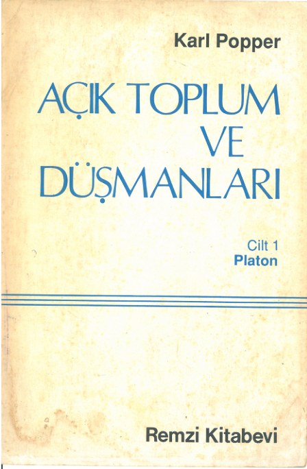 Karl Popper Açık Toplum Ve Düşmanları 1 Remzi Kitabevi