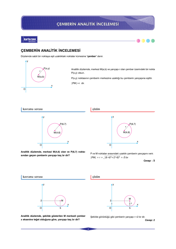 Kartezyen Geometri ve Cember Analitiği