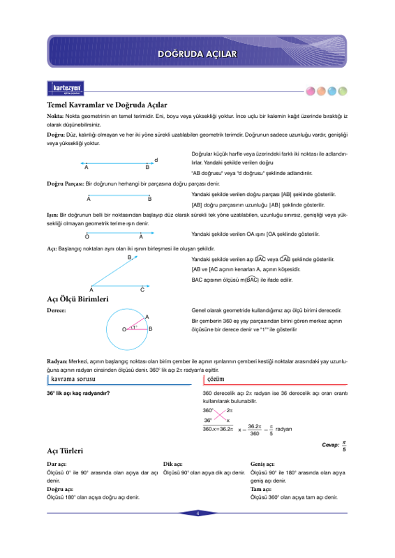 Kartezyen Yayınları Geometri: Doğruda Açılar, Üçgende Açılar ve Açı-Kenar Bağıntıları