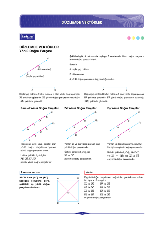 Kartezyen Yayınları Geometri: Düzlem ve Uzayda Vektörler