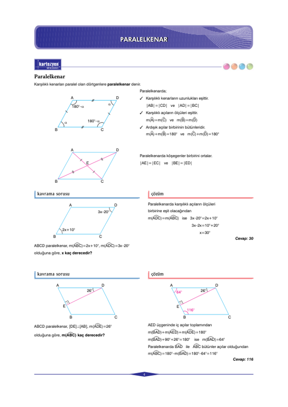 Kartezyen Yayınları Geometri: Paralelkenar ve Eşkenar Dörtgen
