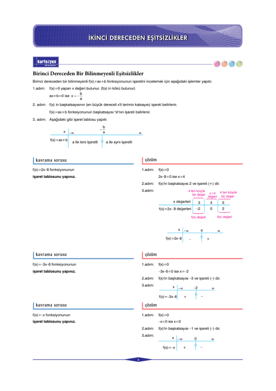 Kartezyen Matematik 2. Derece Denklem ve Eşitsizlikler