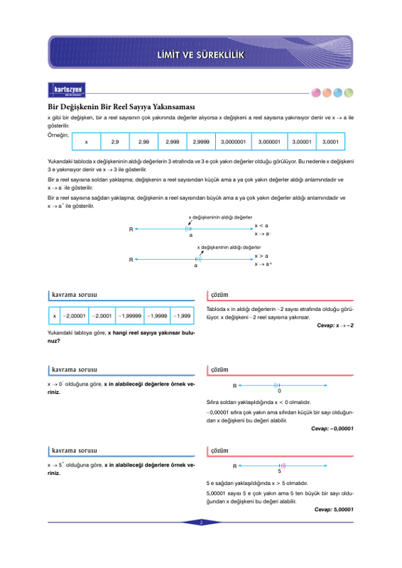 Kartezyen Yayınları Matematik: Limit ve Süreklilik