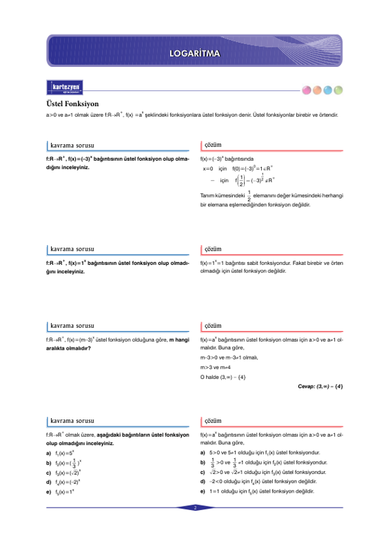 Kartezyen Yayınları Matematik Logaritma Konu Anlatımlı