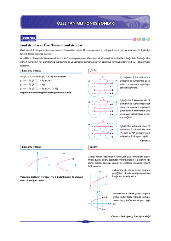 Kartezyen Matematik Özel Tanımlı Fonksiyonlar