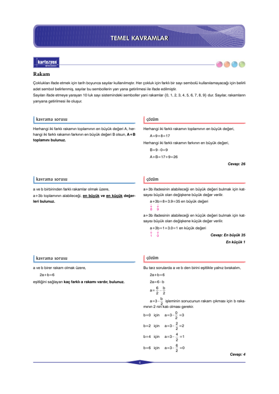 Kartezyen Matematik Temel Kavramlar Konu Anlatımlı Fasikül