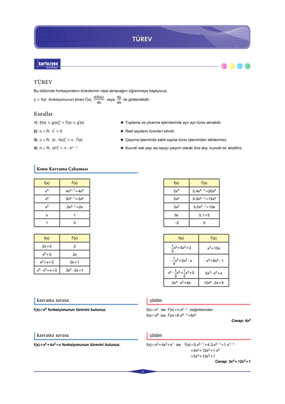 Kartezyen Matematik Türev