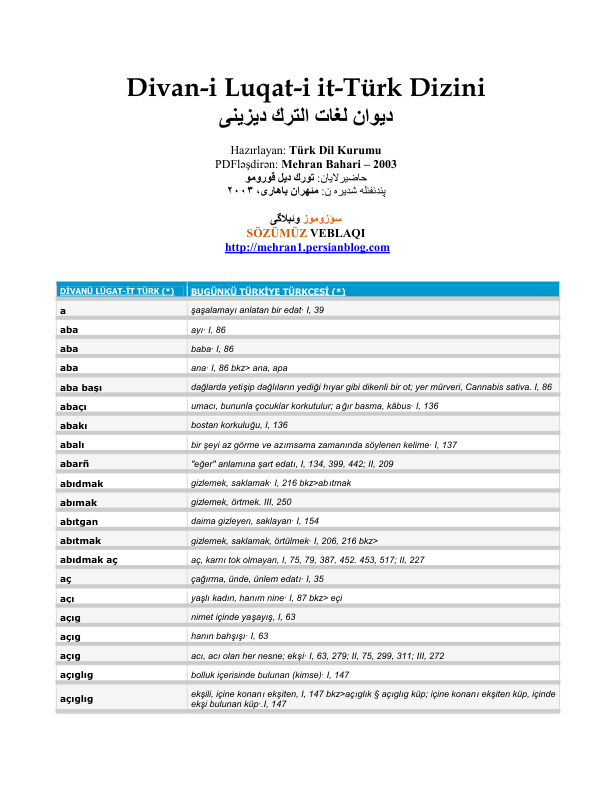 Kaşgarlı Mahmut Divanı Lügat-ı Türk