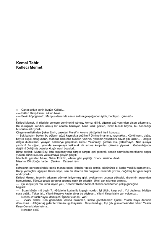 Kemal Tahir Kelleci Memet