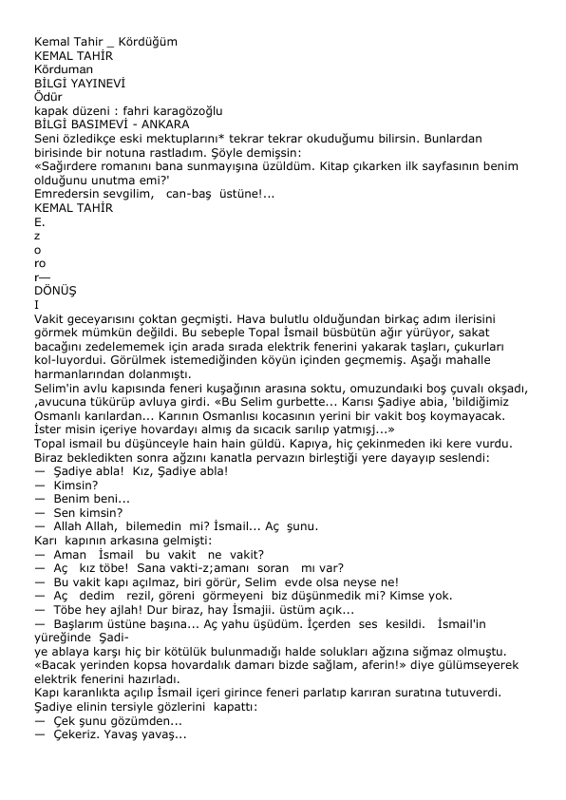 Kördüğüm - Kemal Tahir