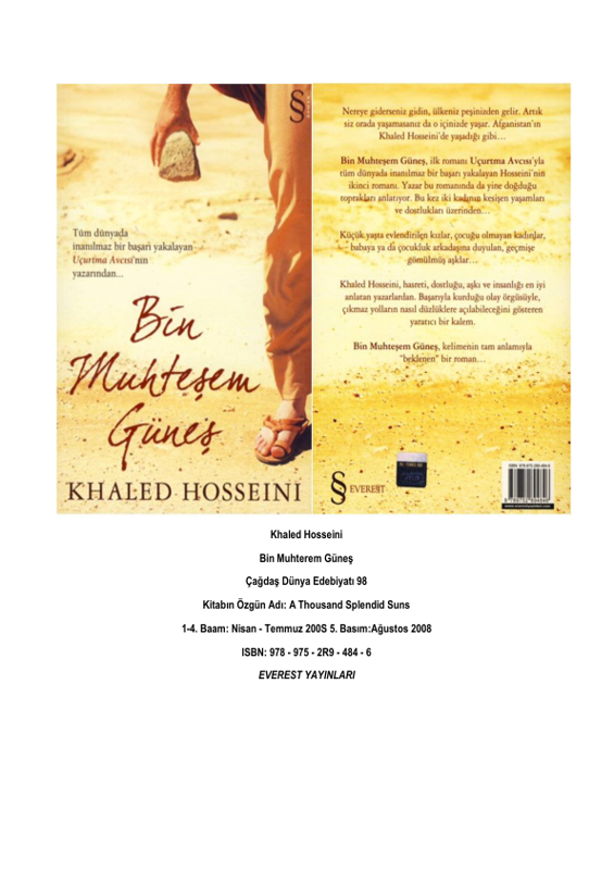 Khaled Hosseini Bin Muhteşem Güneş