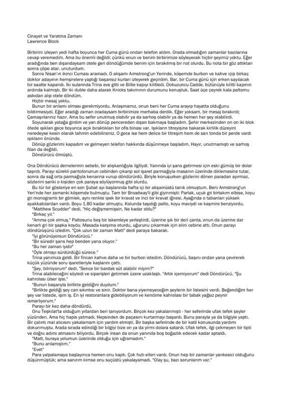 Lawrence Block Cinayet Ve Yaratma Zamanı
