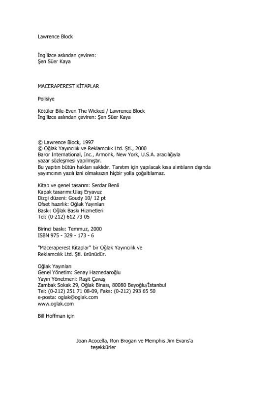 Lawrence Block Kötüler Bile