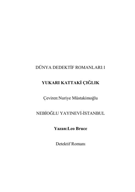 Leo Bruce Yukarı Kattaki Çığlık