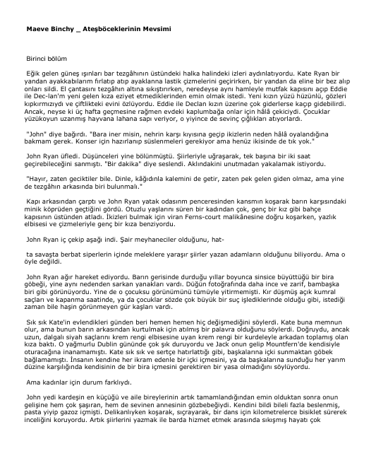 Maeve Binchy Ateşböceklerinin Mevsimi