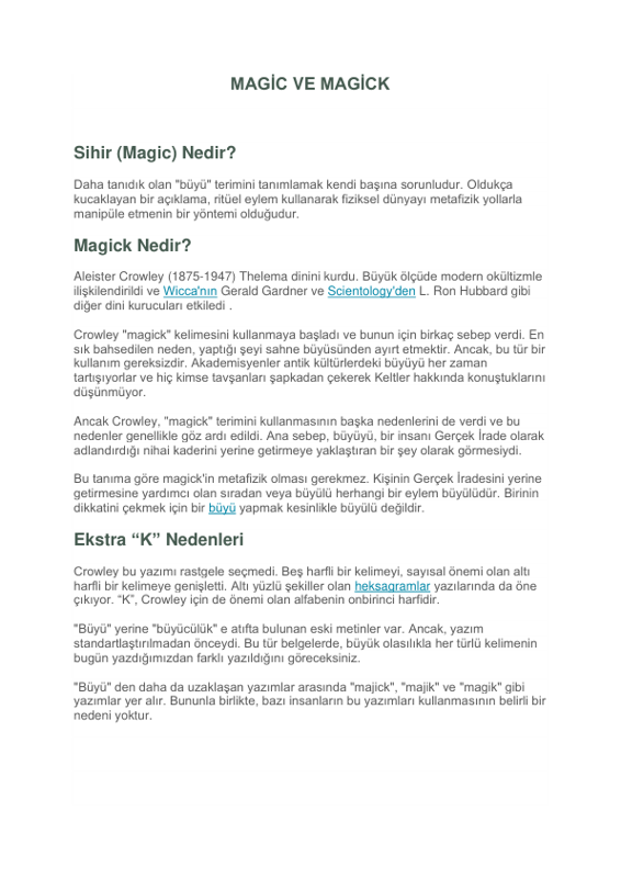 Magic ve Magick