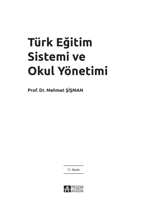 Mehmet Şişman Türk Eğitim Sistemi Ve Okul Yönetimi