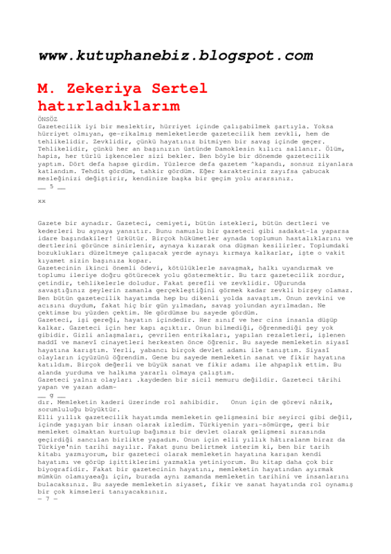 Hatırladıklarım - Mehmet Zekeriya Sertel