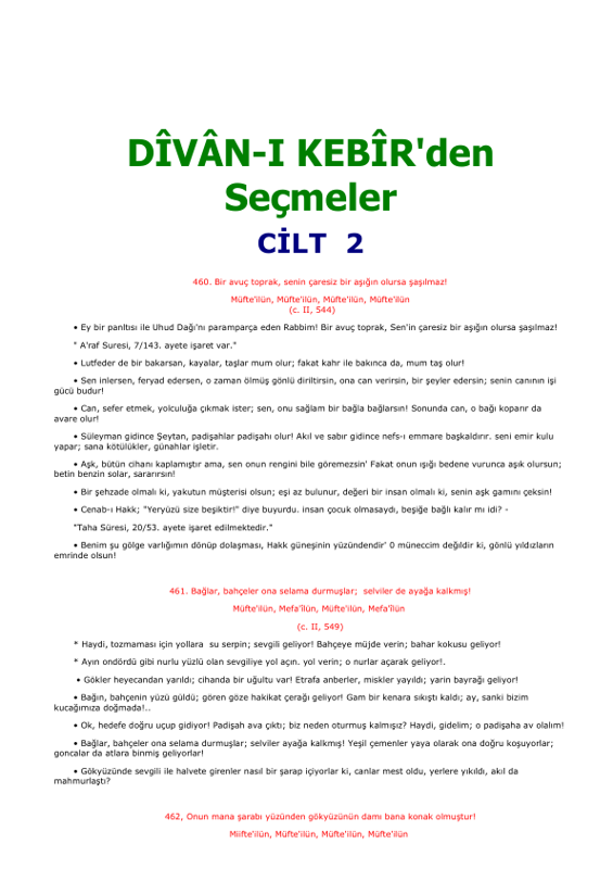 Divan-ı Kebir'den Seçmeler Cilt 2: Mevlana'nın İzinde