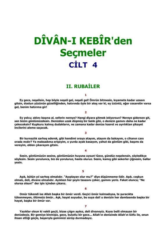 Divan-ı Kebir'den Seçmeler (Cilt 4) - Mevlana Celaleddin Rumi