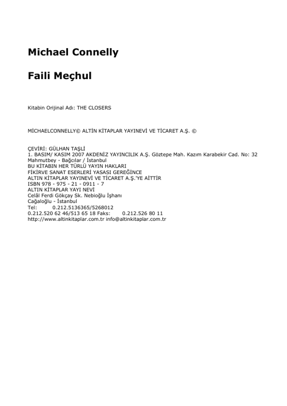 Michael Connelly Failî Meçhul