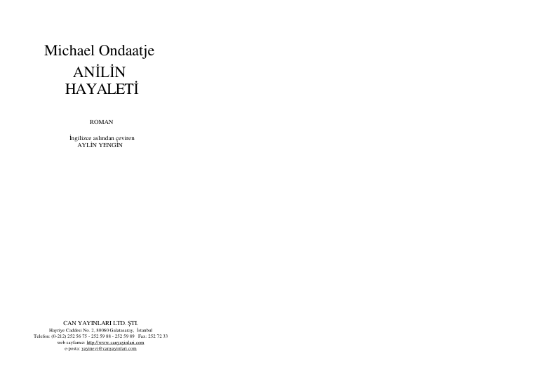 Michael Ondaatje Anilin Hayaleti