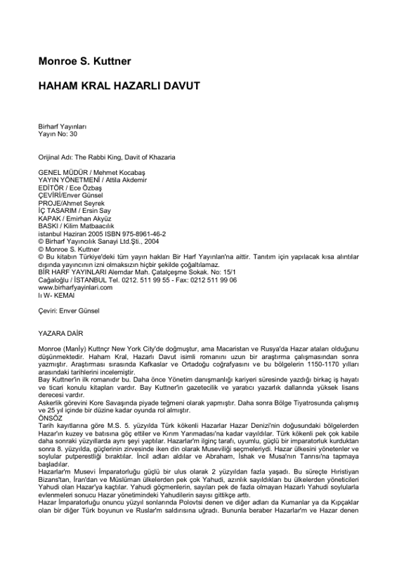 Haham Kral: Hazar İmparatorluğu'nun Gizli Tarihi